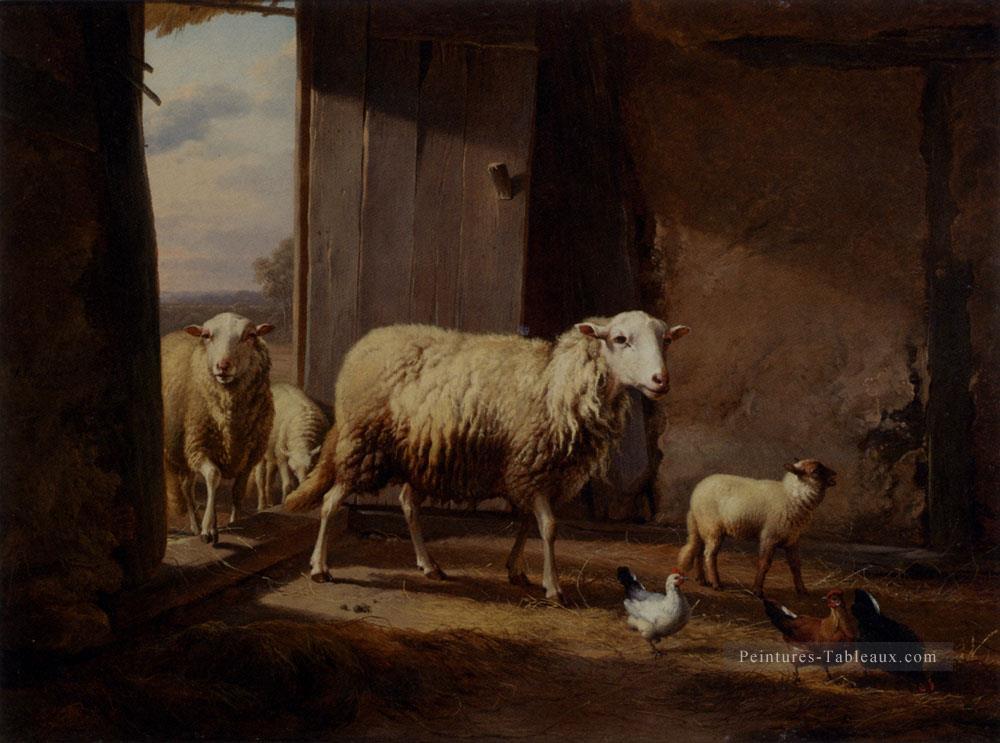 Mouton revenant du pâturage Eugène Verboeckhoven animal Peintures à l'huile